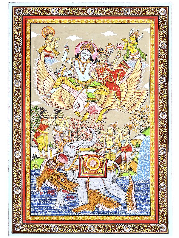 Gajendra Moksha | Superfine Pattachitra Painting