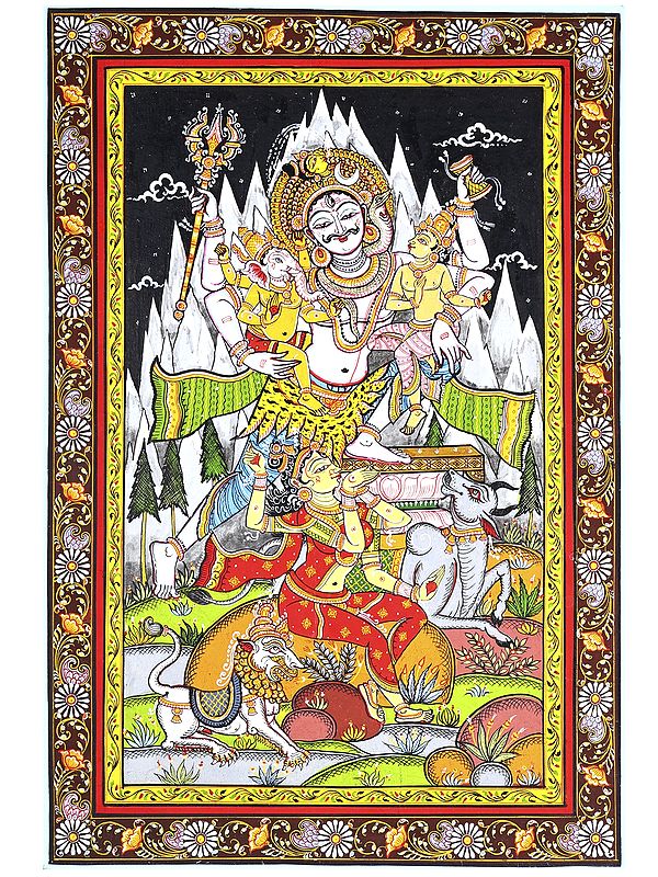 Lord Shiva Family | Pattachitra Painting