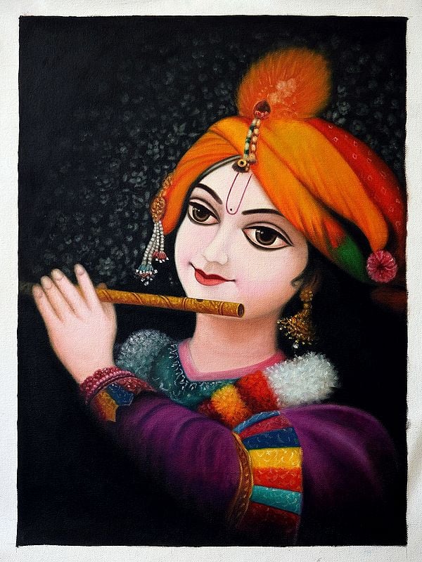 Lord Krishna With Flute | Oil On Canvas | By Priya Bothra