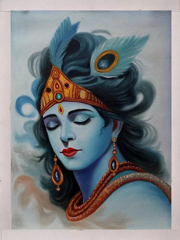 Divine Portrait Of Krishna | Oil On Canvas | By Priya Bothra