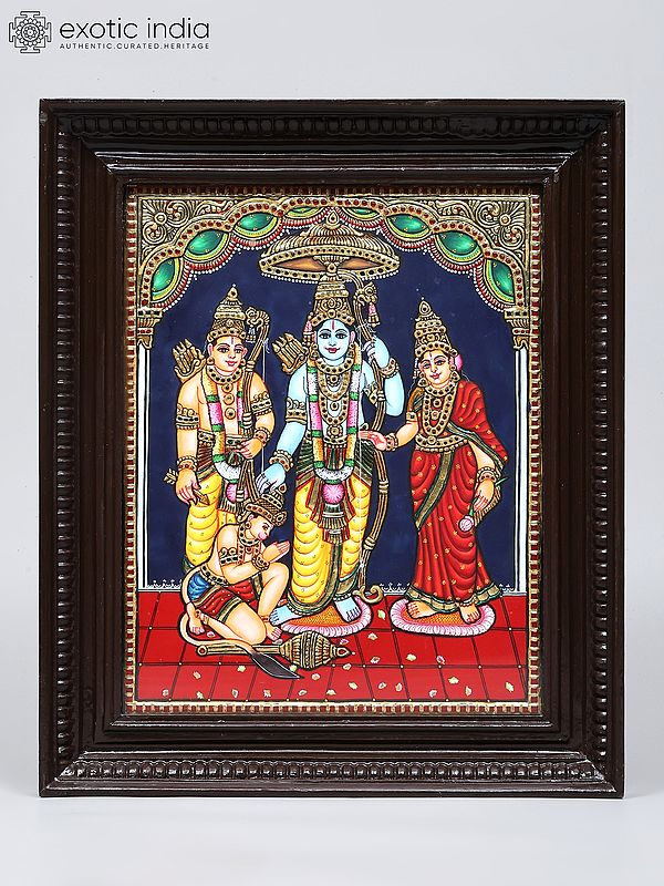 Shri Ram Darbar | 24 Karat Gold Work | Framed Tanjore Painting