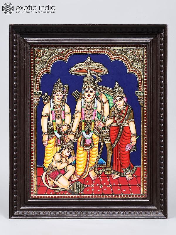 Shri Ram Darbar | 24 Karat Gold Work | Framed Tanjore Painting