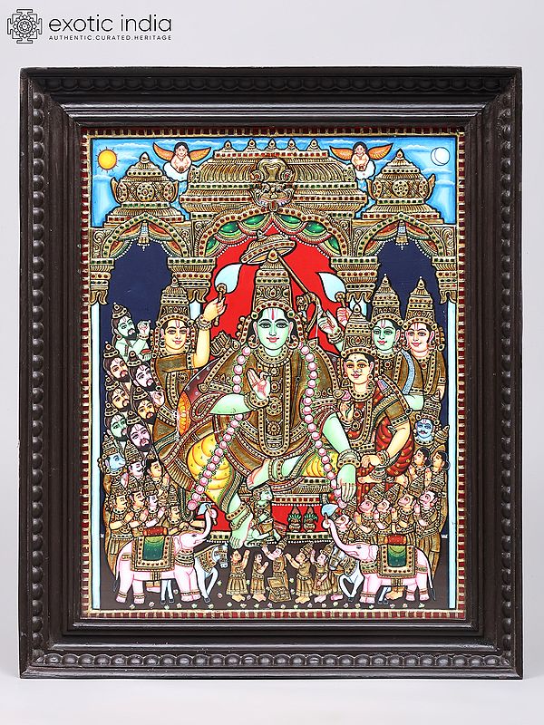 Shri Rama Pattabhishekam | 24 Karat Gold | Framed Tanjore Painting