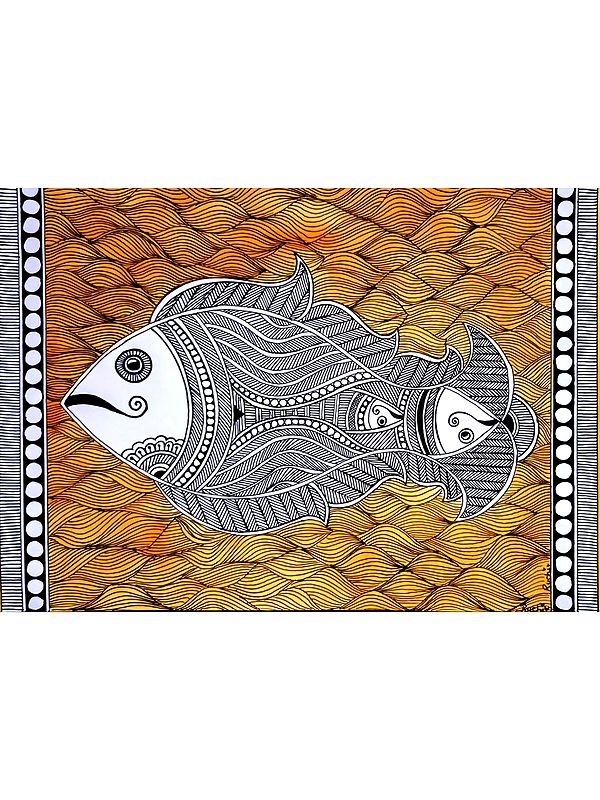 Fish - Madhubani Painting | Alcohol Markers and Fineliners on Paper | by Ruchi