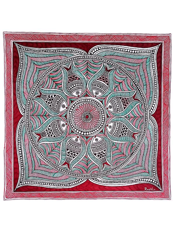 Fish Pattern - Madhubani Painting | Alcohol Markers and Fineliners on Paper | by Ruchi