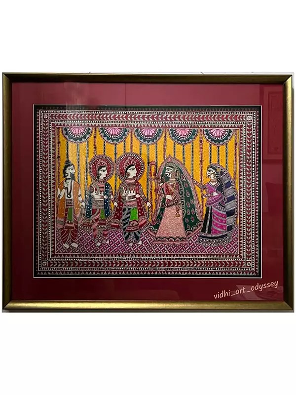 Rama Sita Marriage Painting | Acrylic on Canvas | Mithila Art | by Vidhi Joshi