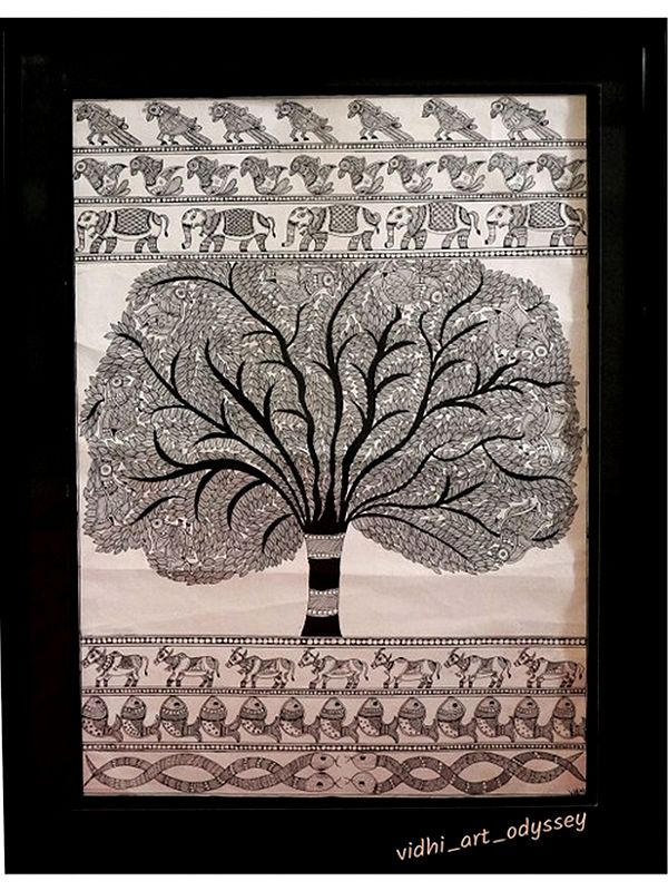Tree of Life Painting | Acrylic on Canvas | Mithila Art | by Vidhi Joshi