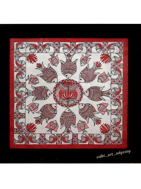 Fish Raas Painting | Acrylic on Canvas | Mithila Art | by Vidhi Joshi