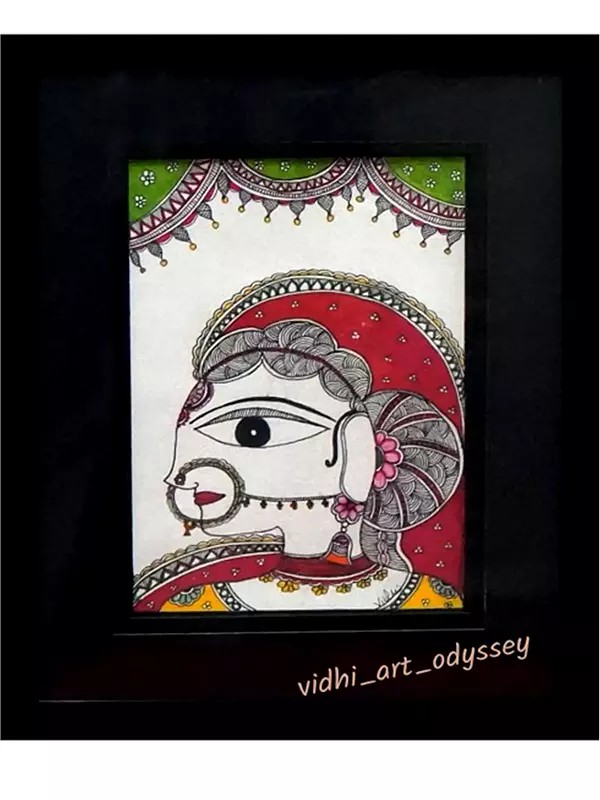 Bride Painting | Acrylic on Canvas | Mithila Art | by Vidhi Joshi