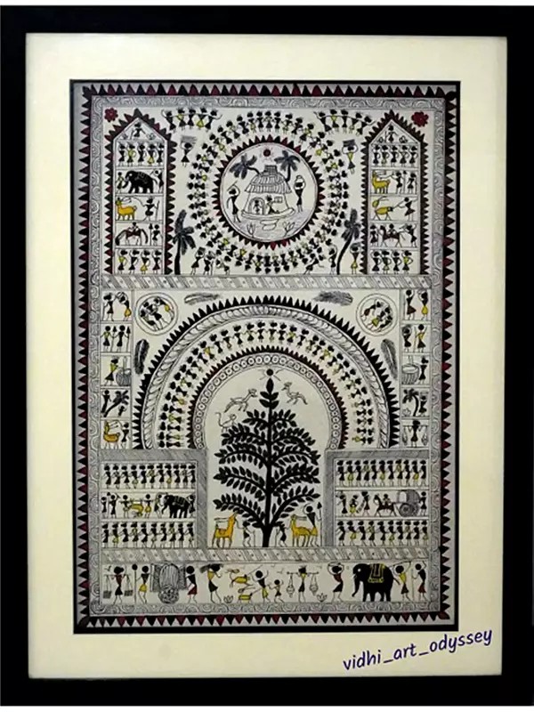 Saura Art Painting | Acrylic on Canvas | Mithila Art | by Vidhi Joshi