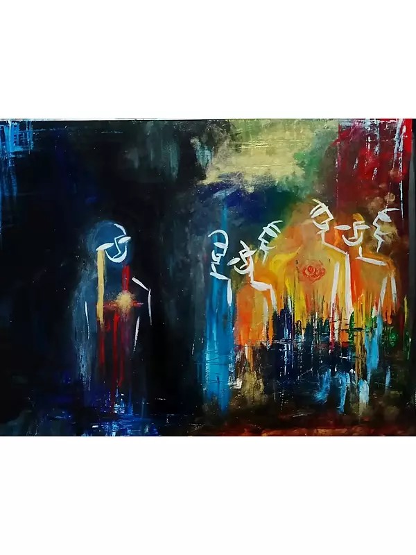 Wounded Smile | Abstract Art | Acrylic on Heavy Paper | by Ankit Badge