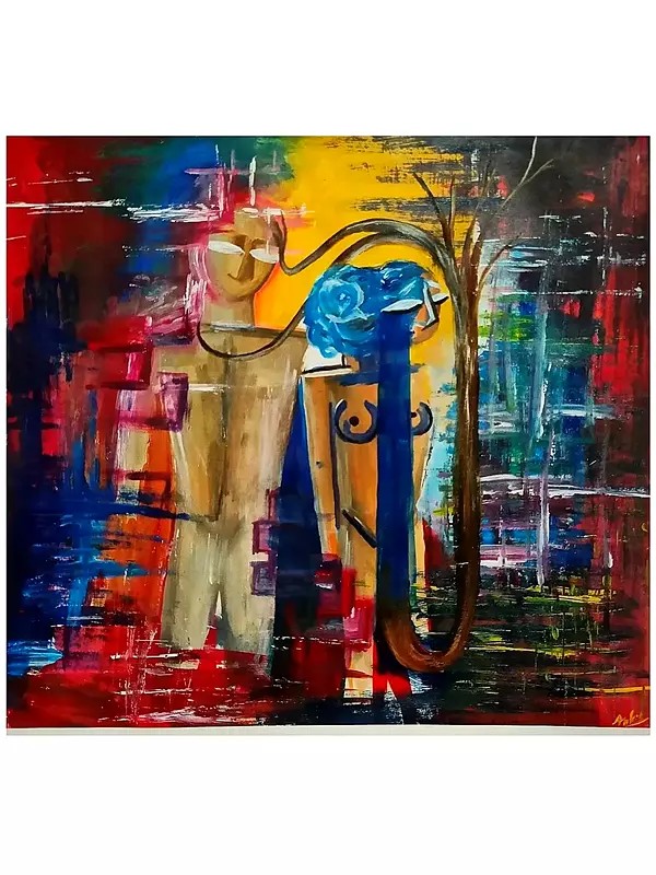 Blue Longing | Abstract Art | Acrylic on Paper | by Ankit Badge