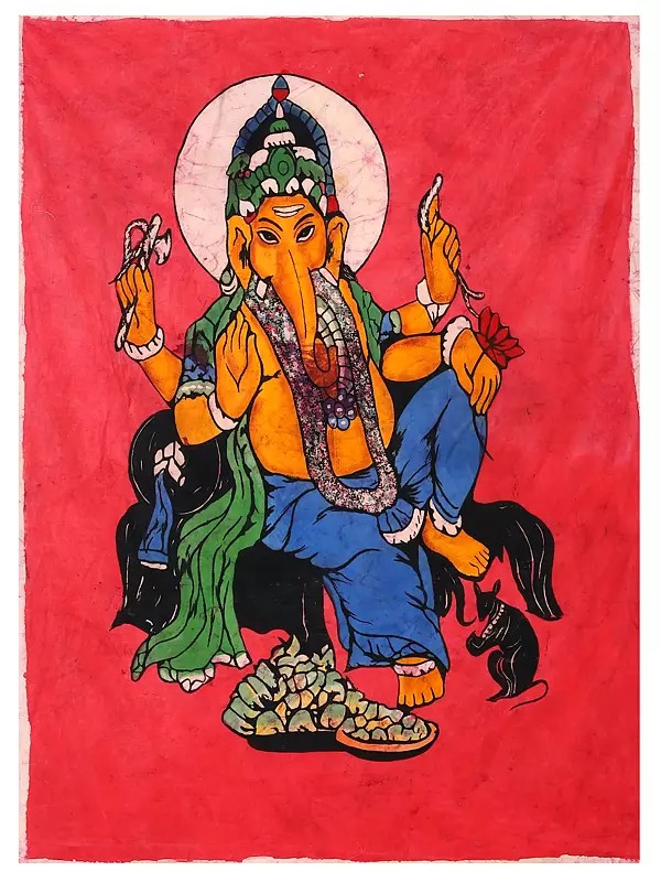 Blessing Lord Ganesha | Batik Painting on Cotton