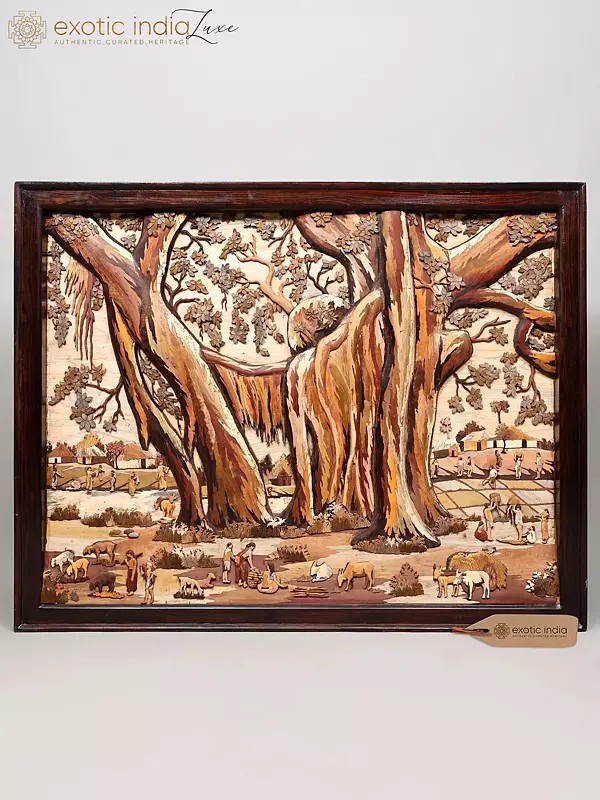 57" Large A Rural Symphony with Social Life - Wood Panel | Wall Decor