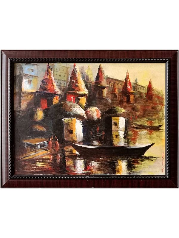 Stillness Amidst the Sacred | Acrylic Painting on Canvas | Without Frame | by Raj Kumar Singh