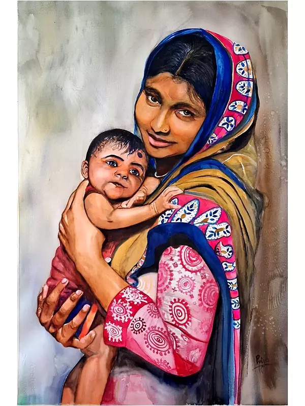Mother and Child | Water Colour on Paper | by Priya Ghosh