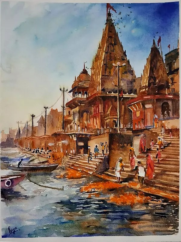 Banaras - The Place Where the Soul Meets Lord Shiva | Water Colour on Paper | by Priya Ghosh