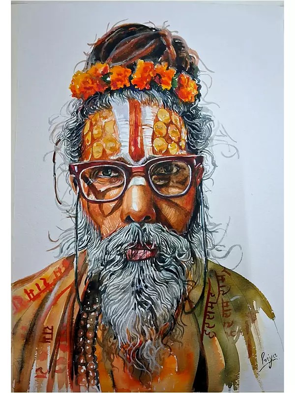 The Sacred Sage | Water Colour on Paper | by Priya Ghosh