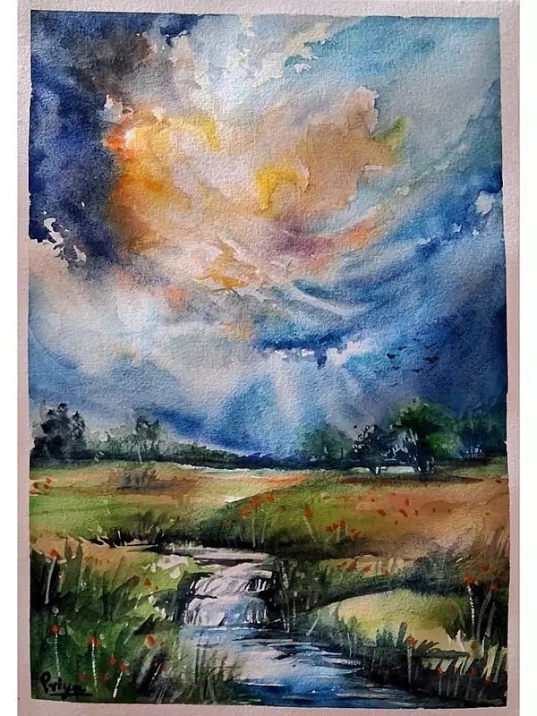 The Beauty of Streaming Water | Water Colour on Paper | by Priya Ghosh