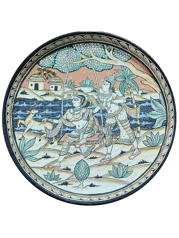 Divine Radha-Krishna | Raas Leela | Pattachitra Painting  on Wood | by Akankshya Panda