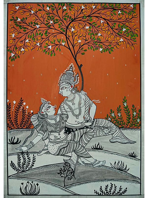 Divine Radha-Krishna | Pattachitra Painting | by Akankshya Panda