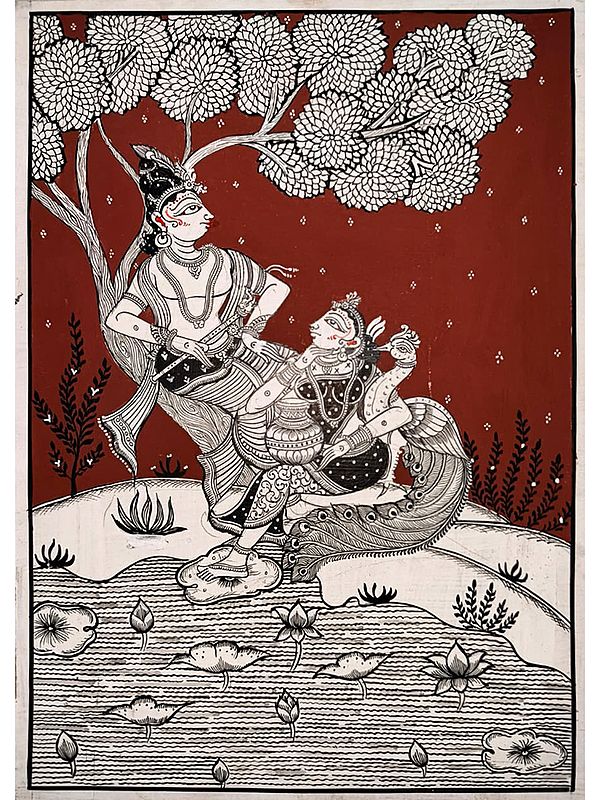 Radha and Krishna - Manbhanjan | Pattachitra Painting | by Akankshya Panda