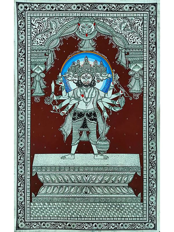 Lord Hanuman - Panchmukhi | Pattachitra Painting | by Akankshya Panda