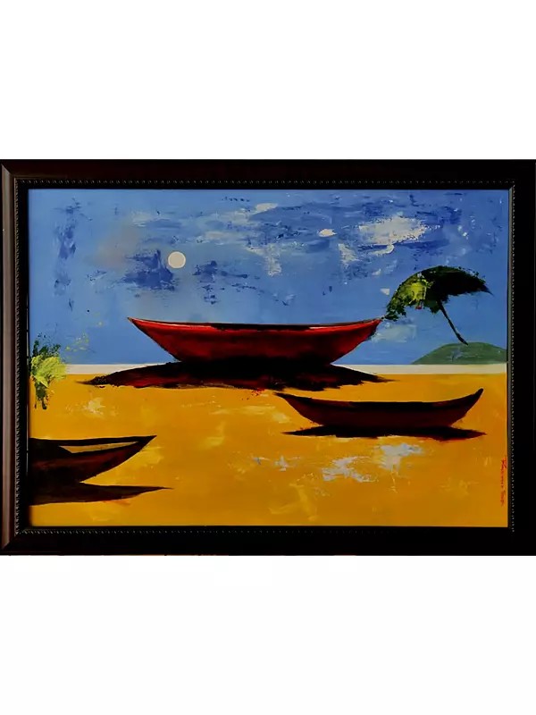 A Surreal Moonlit Landscape | Acrylic Painting on Canvas | Unframed | by Raj Kumar Singh