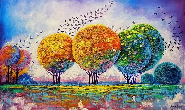 Lord Krishna's Divine Music Painting | Acrylic on Canvas | by Arjun Das