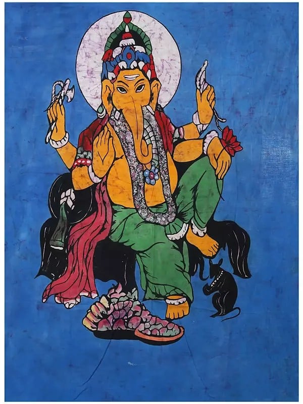 Blessing Lord Ganesha | Batik Painting on Cotton