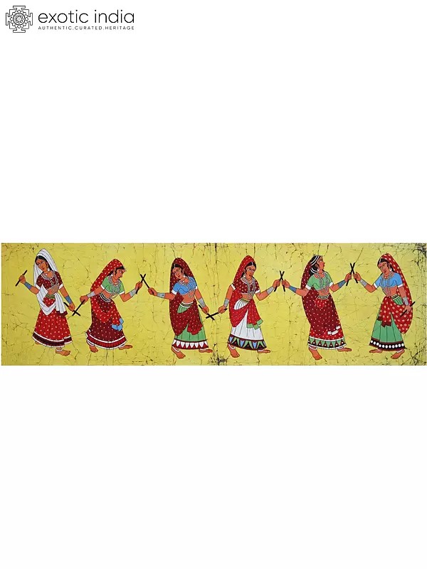 Dandiya Raas - Folk Dance of Gujarat | Batik Painting on Cotton