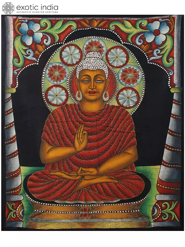 Gautam Buddha Batik Painting on Cotton