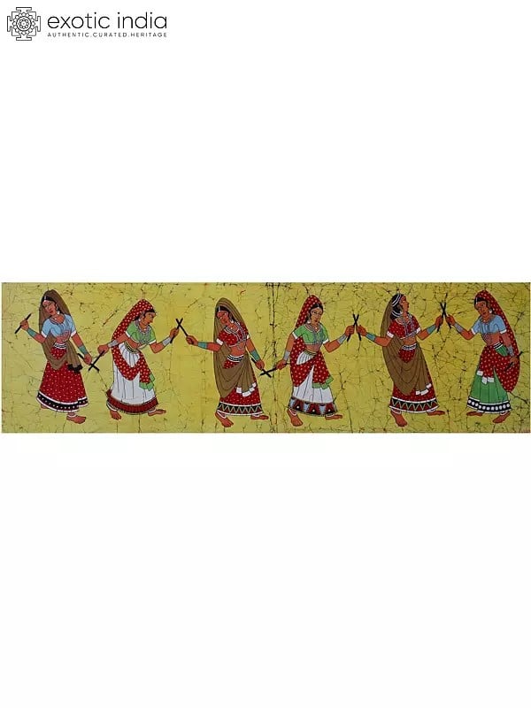 Dandiya Raas Batik Painting - Indian Folk Dance Artwork