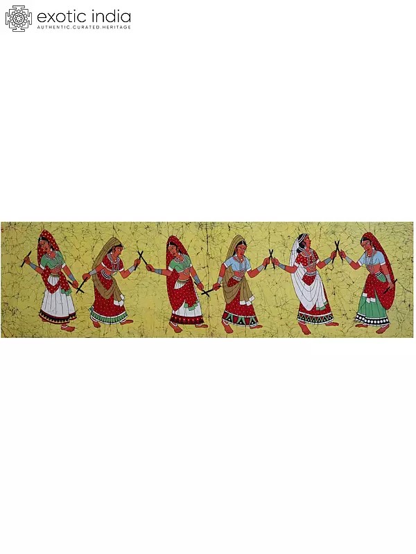 Women Playing Dandiya | Batik Painting