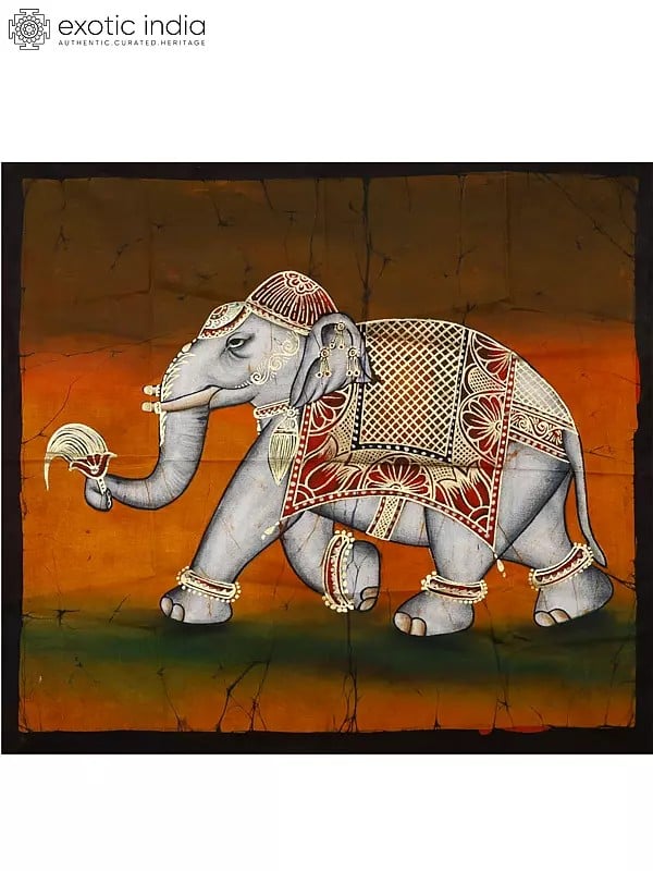 Royal Elephant Batik Painting on Cotton