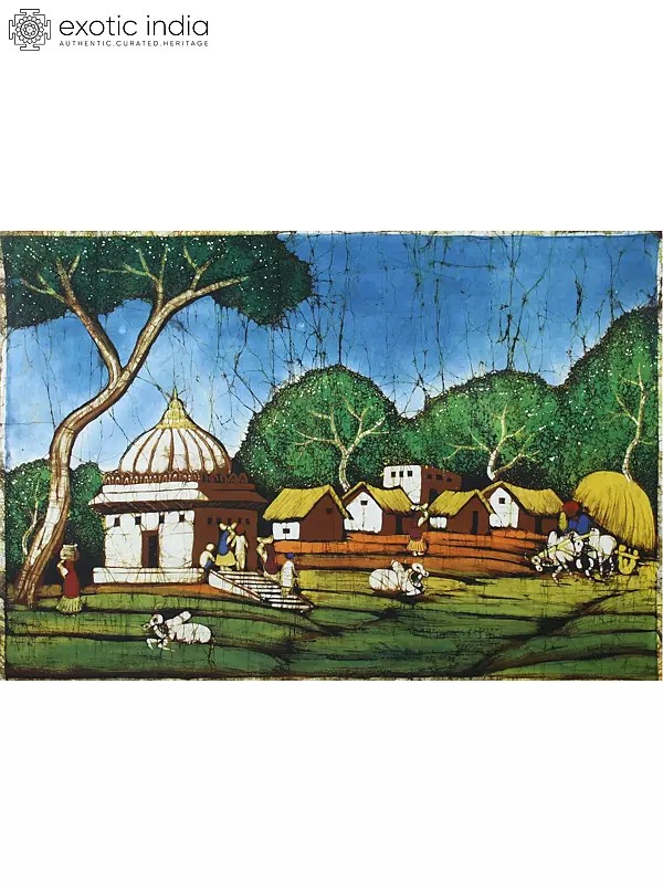 A Typical Indian Village Scene | Batik Painting