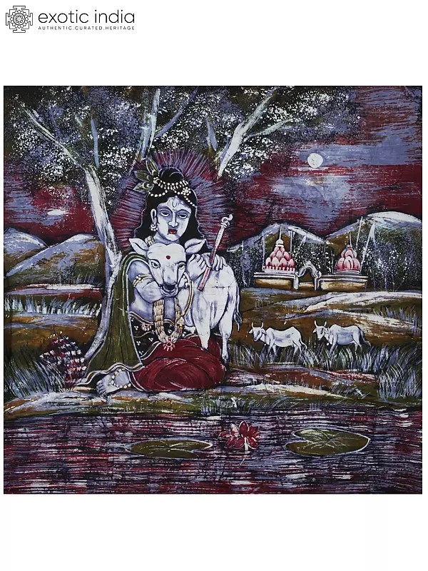 Gau-Palak Krishna | Batik Painting on Cotton
