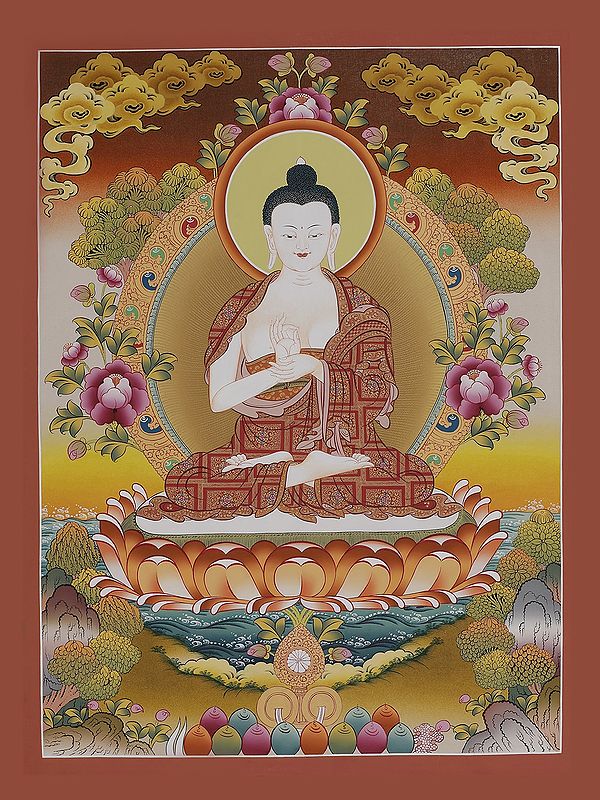 White Buddha Thangka (Brocadeless Thangka)