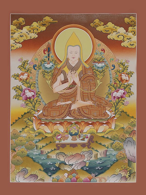 Lama Guru Tsongkhapa Tibetan Thangka Painting