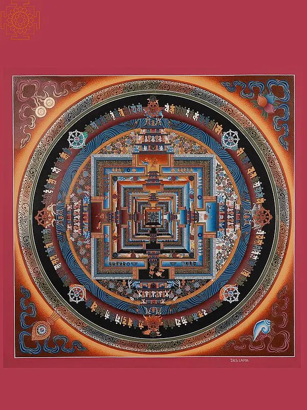 Kalachakra Mandala with Border (Brocadeless Thangka)