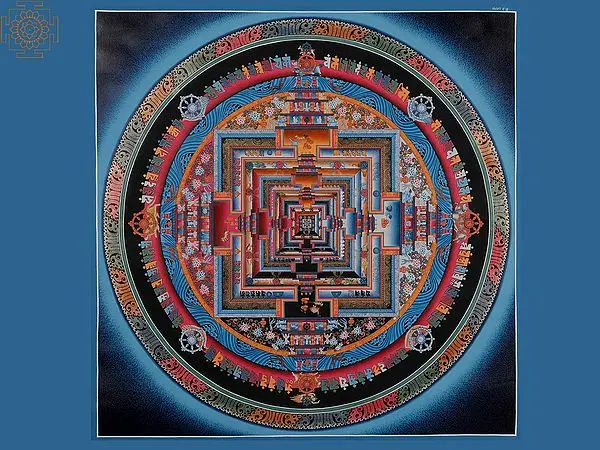 Kalachakra Mandala with Border (Brocadeless Thangka)