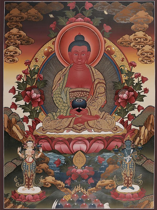 Amitabha Buddha Thangka (Brocadeless Thangka)