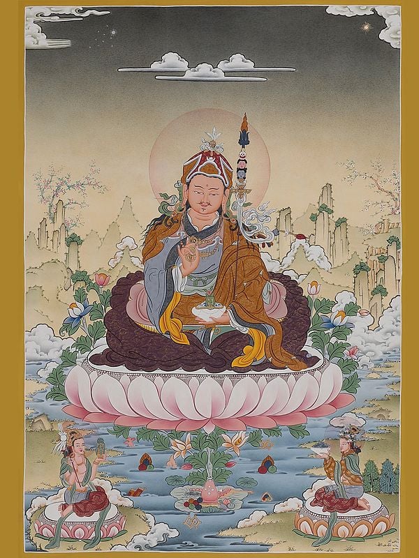 Guru Padmasambhava Thangka Artwork (Brocadeless Thangka)