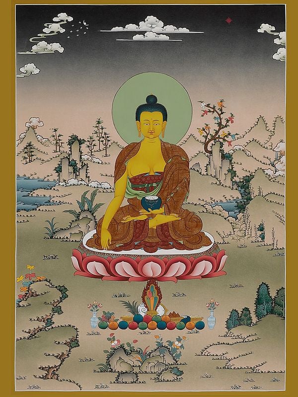 Shakyamuni Buddha Thangka Panting (Brocadeless Thangka)