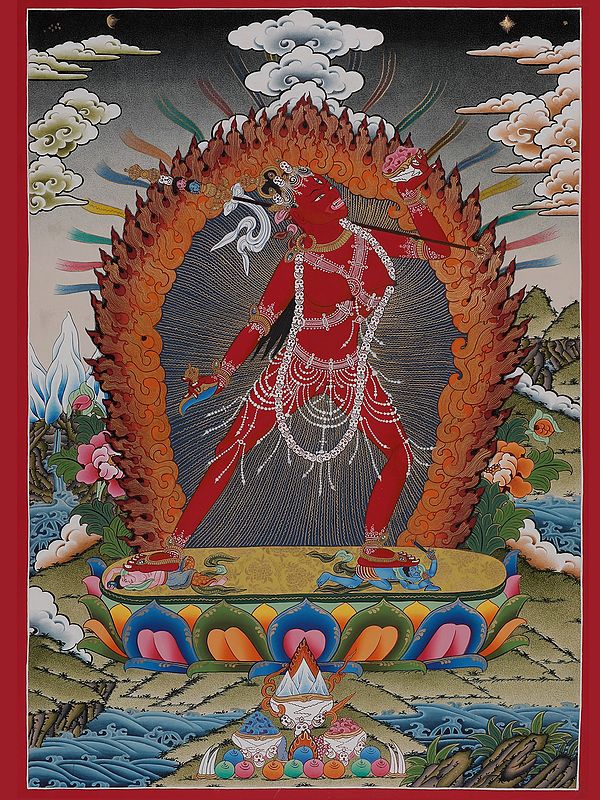 Vajra Yogini Thangka Painting (Brocadeless Thangka)