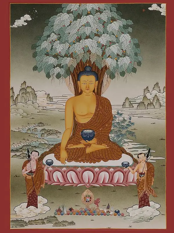 Shakyamuni Buddha Thangka (Brocadeless Thangka)
