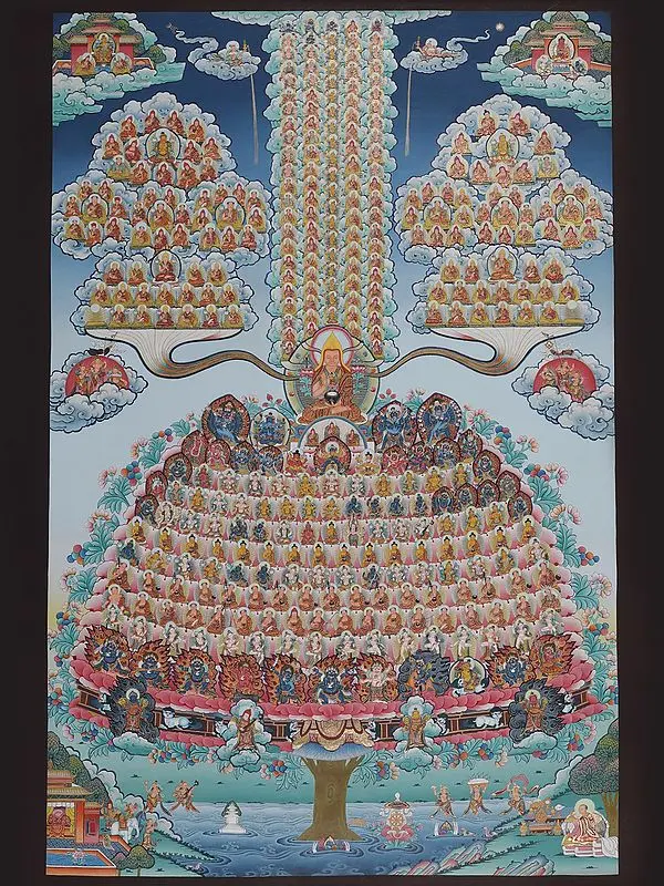 Guru Puja Merit Tree (Brocadeless Thangka)