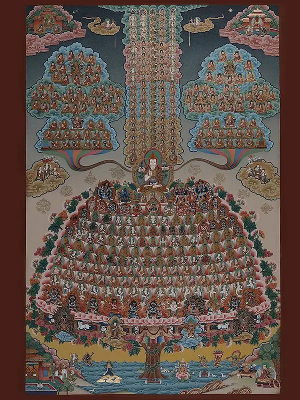 Guru Puja Merit Tree (Brocadeless Thangka)