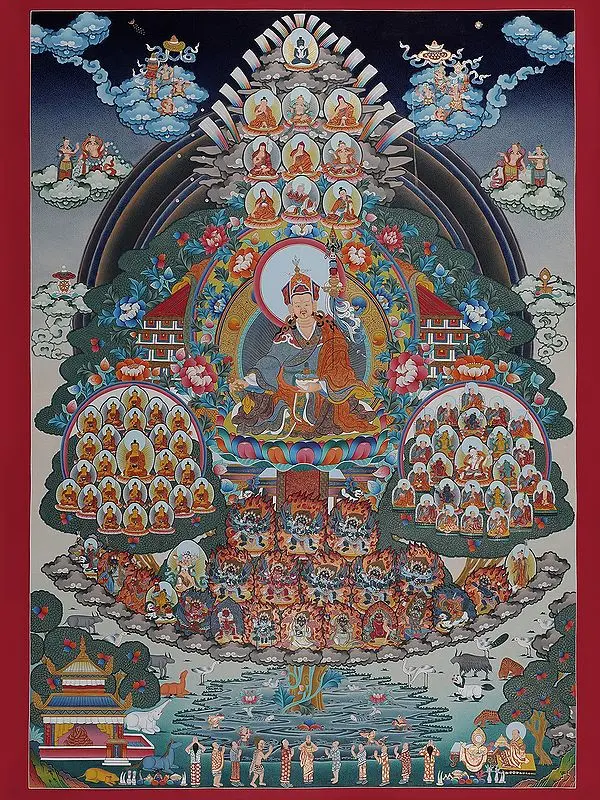 Guru Puja Merit Tree (Brocadeless Thangka)