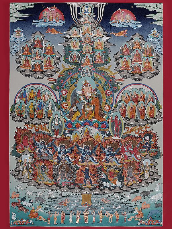 Guru Puja Merit Tree (Brocadeless Thangka)